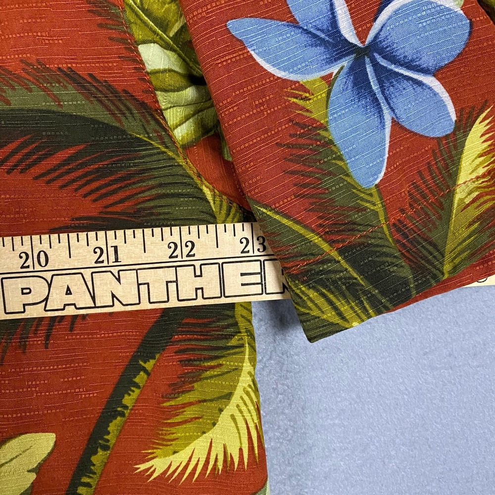 Tommy Bahama Mens Large 100% Silk Orange Tropical Hibiscus Palm Camp Shirt L - Picture 5 of 6